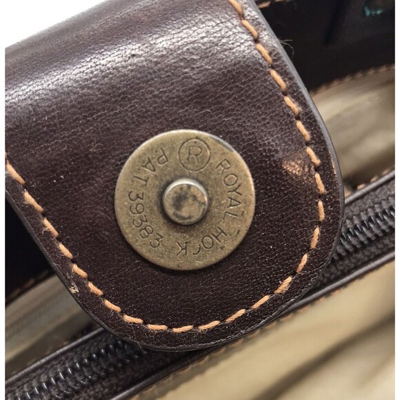 Vintage Fossil Brown Wicker Weave Double Handle Purse 78082 Inside Zip Pocket - Picture 12 of 15